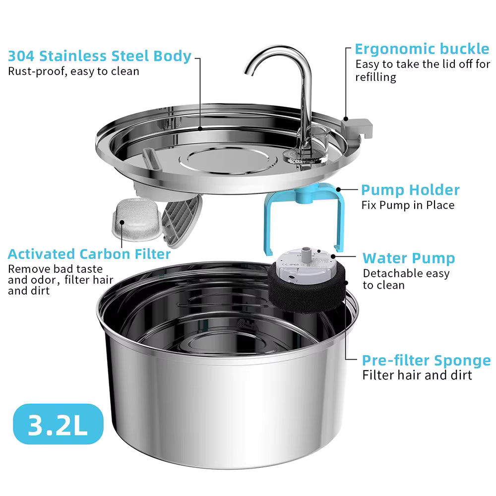 PureStream Stainless Water Fountain