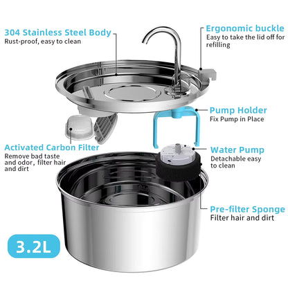 PureStream Stainless Water Fountain
