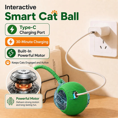 New Cat Interactive Ball Toy,Automatic Rolling Cat Ball Rechargeable,Smart Kitten Interactive Toy,Intelligent Balls Toy for Cat