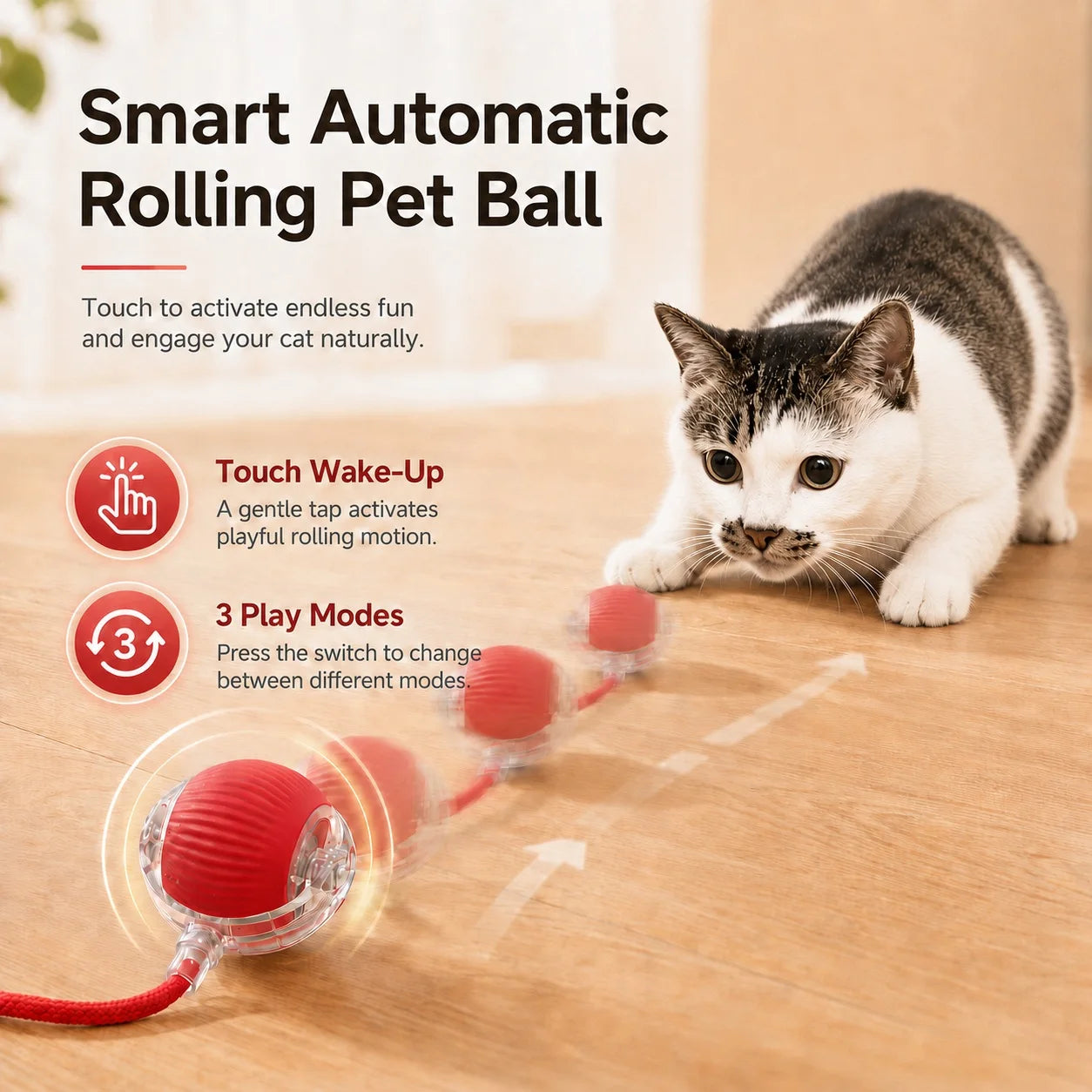 New Cat Interactive Ball Toy,Automatic Rolling Cat Ball Rechargeable,Smart Kitten Interactive Toy,Intelligent Balls Toy for Cat